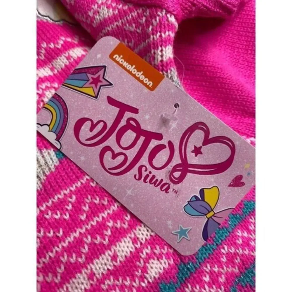 Girls JoJo Siwa Pink Short Sleeve Bow Sweater Dress Sz XL‎ 14/16 NEW